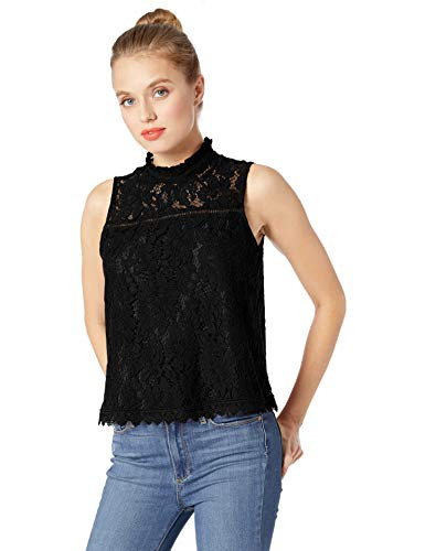 Jack by BB Dakota Juniors Up to Here Sleeveless lace top Black Extra Small