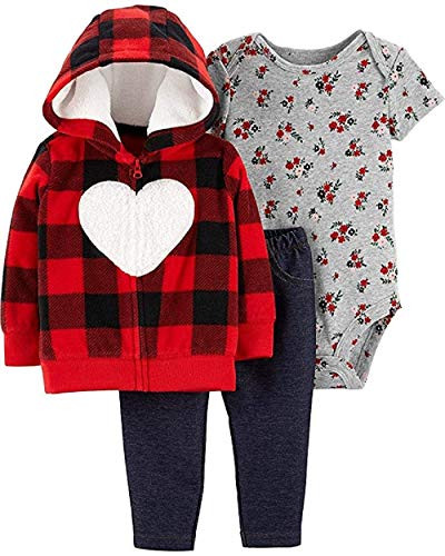 Carters Baby Girls 3Piece Little Jacket Set Buffalo CheckHeart 18 Months