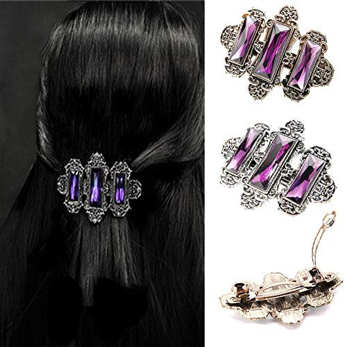 2PCS Women Lady Handmade Natural Crystal Hair Barrettes Metal Hair Pins French Styles Hair Barrettes Hair Clips Hair Accessory Purple 2PCS Women Lady Handmade Natural Crystal Hair Barrettes Metal Hair Pins French Styles Hair Barrettes Hair Clips Hair Accessory Purple