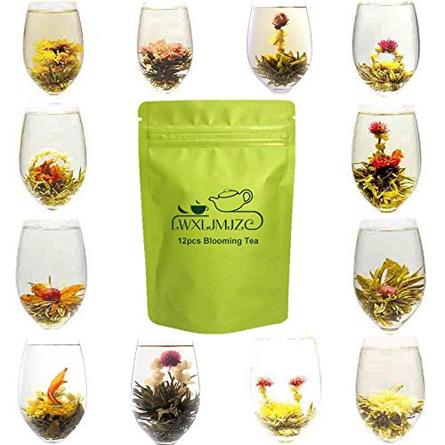 12pcs-36 Steeps-Makes 250 Cups Blooming Tea-Finest Quality Blooming Flowering Tea - Assorted Flowering Green Tea Ball-Blooming Tea Balls-Blooming Flowers Tea- Varieties of Flowering Tea