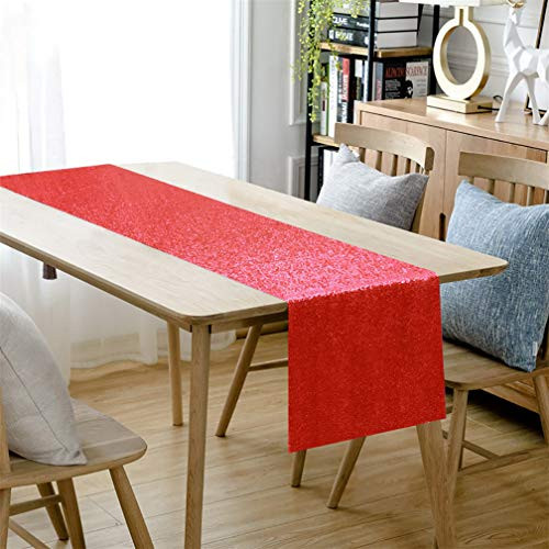 Table Runner Sequin Table Runner Dining Room Table Runner Burlap Modern Table Runner Glitz Sequin Table Runner for Party Wedding Christmas Dining Room Decor 14x60 Red