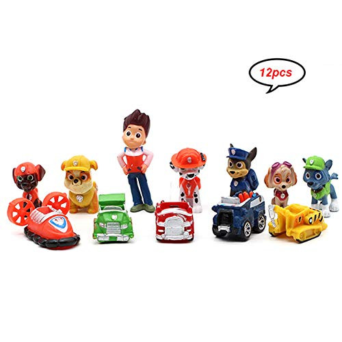 MEMOVAN 12PCS Paw Dogs Patrol Cake Topper Cupcake Topper Kids Mini Figurines Toy Paw Patrol Birthday Cake Topper Kids Birthday Party Paw Dog Patrol Party Supplies Favors