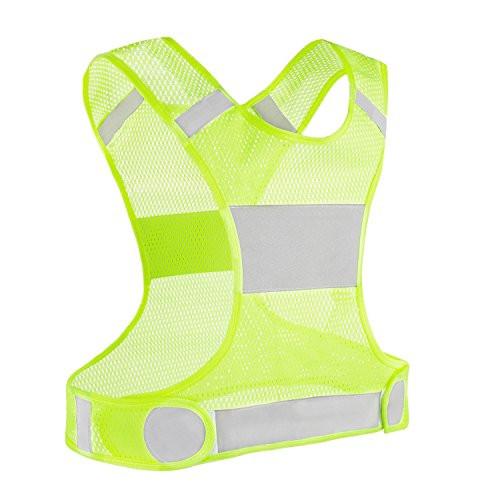 ONETWOSHARE High Visibility Reflective Vest Comfortable Safety Vest for Jogging Biking Motorcycle Walking Women and Men Yellow L Yellow M