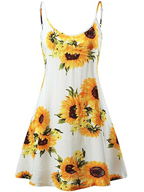 MSBASIC Flowered Dress Strappy Junior Summer Dresses Sunflower 2 S MSBASIC Flowered Dress Strappy Junior Summer Dresses Sunflower 2 S