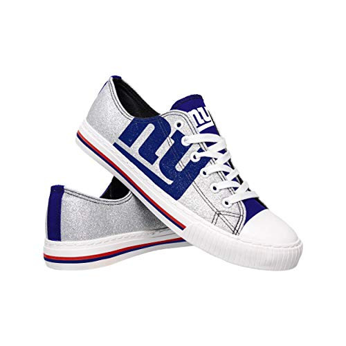 FOCO NFL New York Giants Womens Ladies Glitter Low Top Canvas Sneaker Shoesladies Glitter Low Top Canvas Sneaker Shoes Team Color 9XLarge