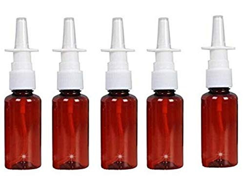 12PCS 30ml 1oz Refillable Amber Plastic Fine Mist Nasal Spray Bottles Atomizers Sprayer Jar Pot Container For Makeup Water Medical Use Perfumes Essential Oils Travel