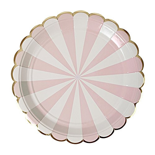 Meri Meri Dusty Pink Fan Stripe Plates Large