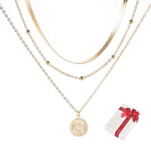 Ceqiny MultiLayer Choker Necklace Bead Round Coin Necklace Pendant Adjustable Chain Necklace Long Chain Tassels 3Layer Charm Pendant Choker Friendship Necklace Gift for Women Girls Gold Ceqiny MultiLayer Choker Necklace Bead Round Coin Necklace Pendant Adjustable Chain Necklace Long Chain Tassels 3Layer Charm Pendant Choker Friendship Necklace Gift for Women Girls Gold