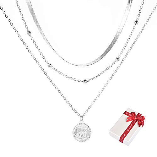 Ceqiny Multilayer Choker Necklace Bead Round Coin Necklace Pendant Adjustable Chain Necklace Long Chain Tassels 3Layer Charm Pendant Choker Friendship Necklace Gift for Women Girls Silver Ceqiny Multilayer Choker Necklace Bead Round Coin Necklace Pendant Adjustable Chain Necklace Long Chain Tassels 3Layer Charm Pendant Choker Friendship Necklace Gift for Women Girls Silver