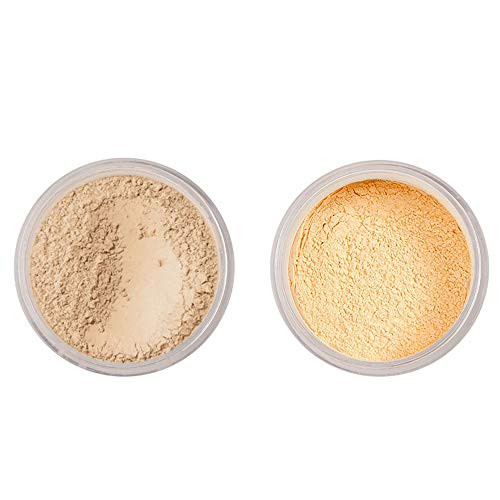 2 PCS Phoera Loose Setting Powder Mineral Loose Face Powder Smooth Lightweight Long Lasting Finishing Powder Foundation with Makeup Powder Puff Cool Beige  Banana