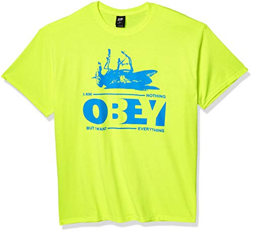 Obey Mens Nothing SS Basic TEE Safety Green Small