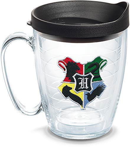 Tervis Harry Potter  Hogwarts House Crests Insulated Tumbler with Emblem and Black Lid 16oz Mug Clear
