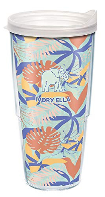 Tervis Ivory Ella Tropical Leaves Insulated Tumbler with Wrap and Frosted Lid 24oz Clear Tervis Ivory Ella Tropical Leaves Insulated Tumbler with Wrap and Frosted Lid 24oz Clear