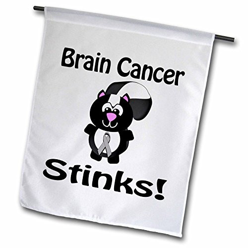 3dRose fl1135521 Garden Flag 12 by 18Inch Brain Cancer Stinks Skunk Awareness Ribbon Cause Design