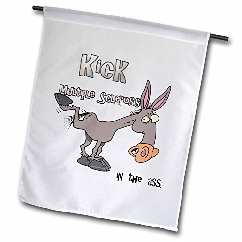 3dRose fl1156341 Kick Multiple Sclerosis in The Ass Awareness Ribbon Cause Design Garden Flag 12 by 18Inch