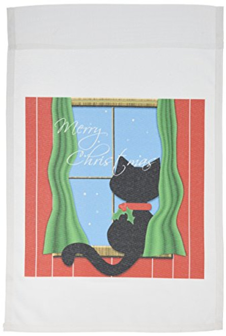 3dRose fl1552571 Merry Christmas Cute Black Cat in Snowy Window Garden Flag 12 by 18Inch 3dRose fl1552571 Merry Christmas Cute Black Cat in Snowy Window Garden Flag 12 by 18Inch