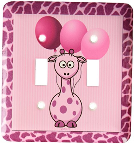 3dRose LLC lsp217872 Pink Giraffe with Print and Balloons Double Toggle Switch
