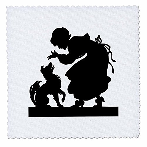 3dRose qs619351 Lady N Her Dog in Silhouette Quilt Square 10 by 10Inch