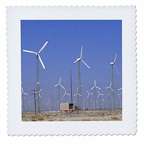 3dRose qs881382 Wind turbines for Energy in Desert of California  US05 BBA0058  Bill Bachmann  Quilt Square 6 by 6Inch