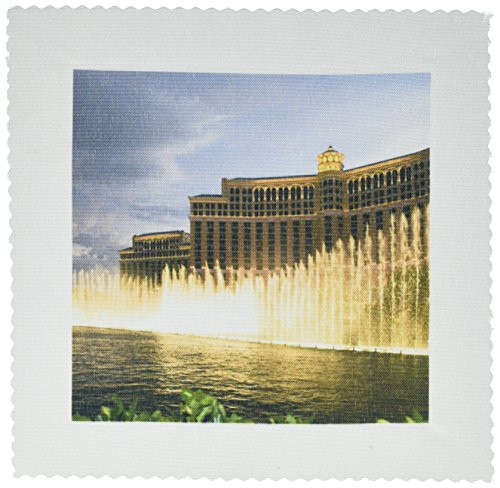 3dRose qs922203 Fountain in Front of a Las Vegas Hotel Nevada  US29 IST0002  Inti St Clair  Quilt Square 8 by 8Inch