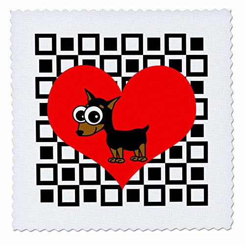 3dRose qs311924 I Love Dogs Minpin Miniature PinscherQuilt Square 12 by 12Inch