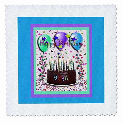 3dRose qs202137 Happy Birthday 90th Chocolate Cake Quilt Square 18 by 18Inch 3dRose qs202137 Happy Birthday 90th Chocolate Cake Quilt Square 18 by 18Inch