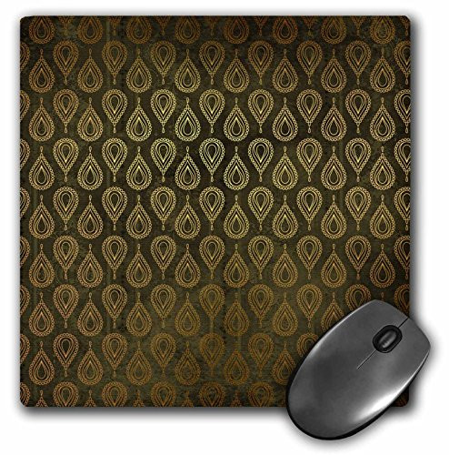 3dRose Mouse Pad Pretty Faux Gold Art Deco Tear Drop Pattern On Green  8 by 8Inches mp2831651