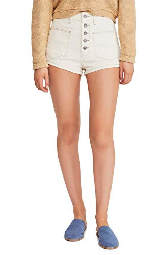 Free People Bridgette Collection Button Fly Denim Shorts Ecru 28
