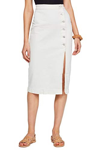 Free People Womens Jasmine Button Midi Skirt Pebble White 8