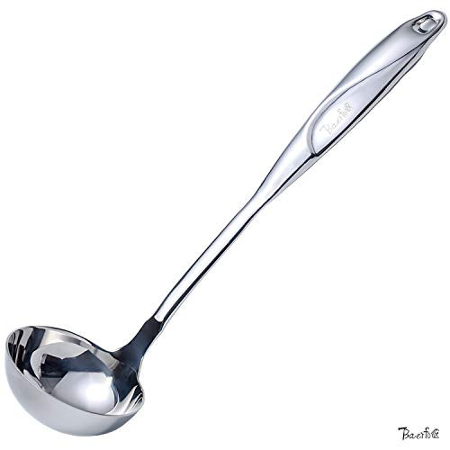 LadleStainless Steel Soups Ladle Spoon for KitchenGravy Ladles Large Long and Deep Ladles with Grooves on the HandleCooking Spoon and Ladle for SoupsCooking Ladle 1Pcs Kitchen Ladle By Baerfo