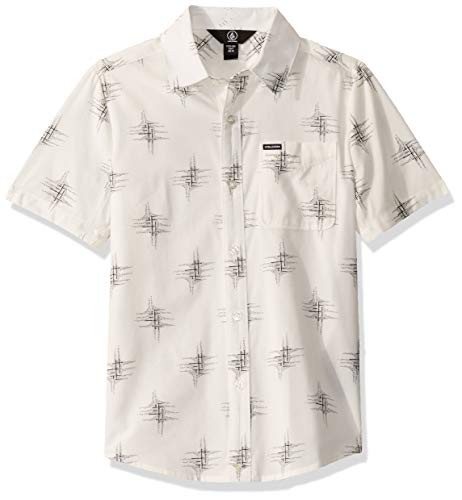 Volcom Big Boys Marker Fade Button Up Short Sleeve Shirt White Extra Large