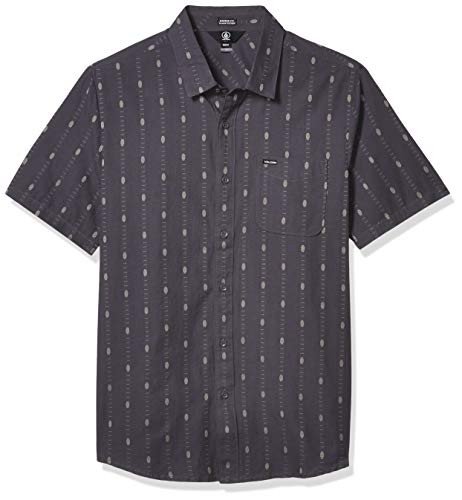 Volcom Mens Short Sleeve Button Down Shirt Asphalt Black Small