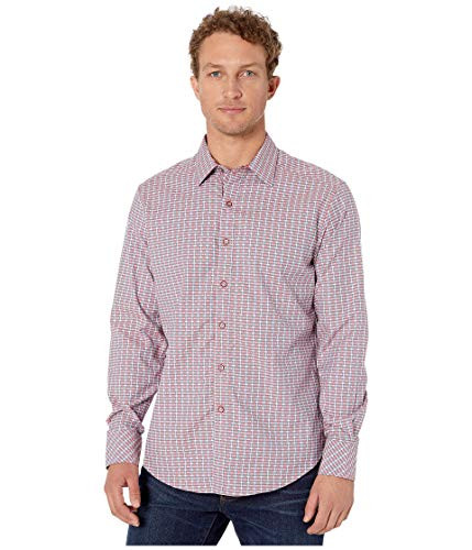 Robert Graham Mens Melrose LS Woven Shirt Coral Medium
