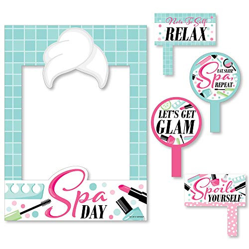Big Dot of Happiness Spa Day  Girls Makeup Party Selfie Photo Booth Picture Frame and Props  Printed on Sturdy Material