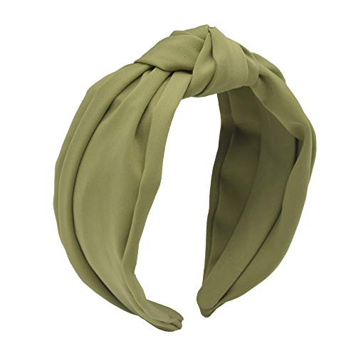 MHDGG 1Pcs Knotted Headbands for Women Turban Headbands for Women Wide Headbands for Women Knot Headband Solid Colors Hair Knotted Hair Band for Women HeadwearGreen