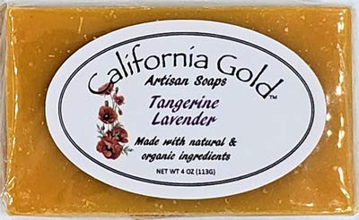 California Gold Natural and Organic Tangerine Lavender 4 oz Bar Soap for Men Women Children