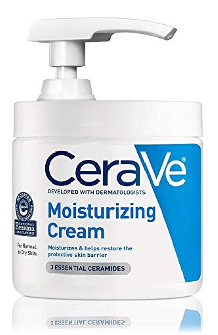 CeraVe Moisturizing Cream  16 Ounce with Pump  Daily Face and Body Moisturizer for Dry Skin