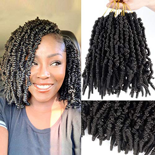 6 Pack Pretwisted Spring Twist Crochet Hair 10 Inch Bomb Twist Crochet Braids 15 RootsPack Crochet Fluffy Twist Hair Extensions 10 Inch 4