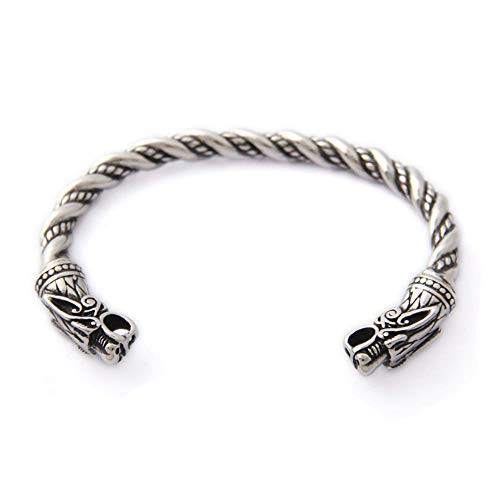HAQUIL Viking Jewelry Stainless Steel Viking Dragon Twisted Cuff Bracelet for Men and Women HAQUIL Viking Jewelry Stainless Steel Viking Dragon Twisted Cuff Bracelet for Men and Women