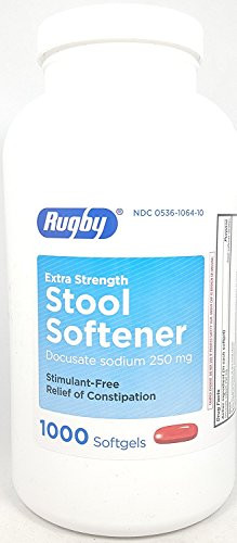 Rugby Stool Softener Docusate 250mg Softgels 1000 Count per Bottle