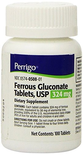 Ferrous Gluconate Green Tablets 324mg 100ct 3 Pack