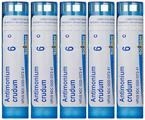 Boiron Antimonium Crudum 6Cs Pack of 5 Homeopathic Medicine for Indigestion