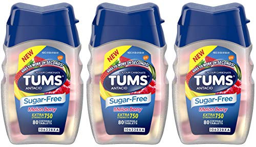 Tums Antacid  Sugar Free  Melon Berry  Extra Strength 75080 Count Chewable Tablets Per Bottle  Pack of 3 Bottles