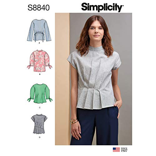 Simplicity US8840R5 Pattern S8840 Misses' Top with Length, Front and Sleeve Variations R5 (14-16-18-20-22)