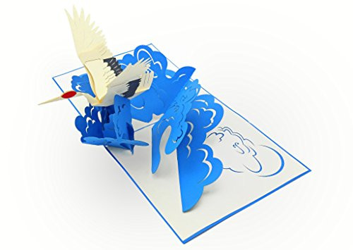 PopLife Crane Bird Pop Up Card, 3D Card for All Occasions - Gift for Artists, Birding