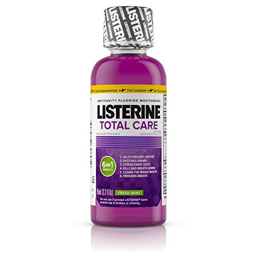 Listerine Total Care Anticavity Mouthwash 6 Benefit Fluoride Mouthwash for Bad Breath and Enamel Strength Fresh Mint Flavor Travel Size 32 fl oz