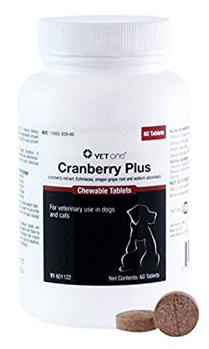 Vet One Cranberry Plus for Dogs  Cats  Urinary Tract  Bladder Support  60 Chewable Tablets