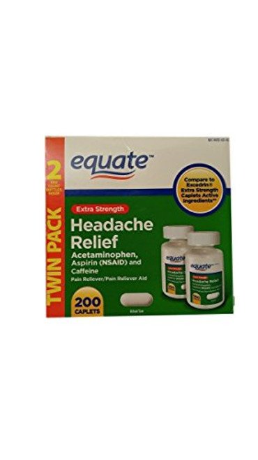 Compare Excedrin Migraine Extra Strength Equate Extra Strength Headache Relief 2-Pack (400 caplets) Compare to
