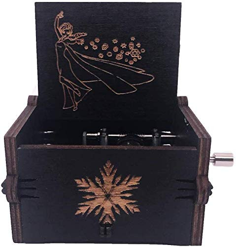 Frozen Wood Music Box 18 Note Antique Carved Hand Crank Musical Boxes Gifts Collections Small Home Office DecorationPlays Let It GoBlack