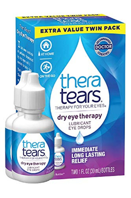 TheraTears Eye Drops for Dry Eyes Dry Eye Therapy Lubricant Eyedrops Twin Pack 30mL 1 Fl oz Each Packaging may vary